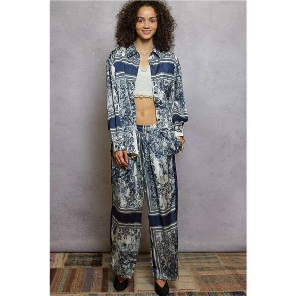 POL Floral Printed Woven Wide Leg Drawstring Pants - Picture 6 of 7